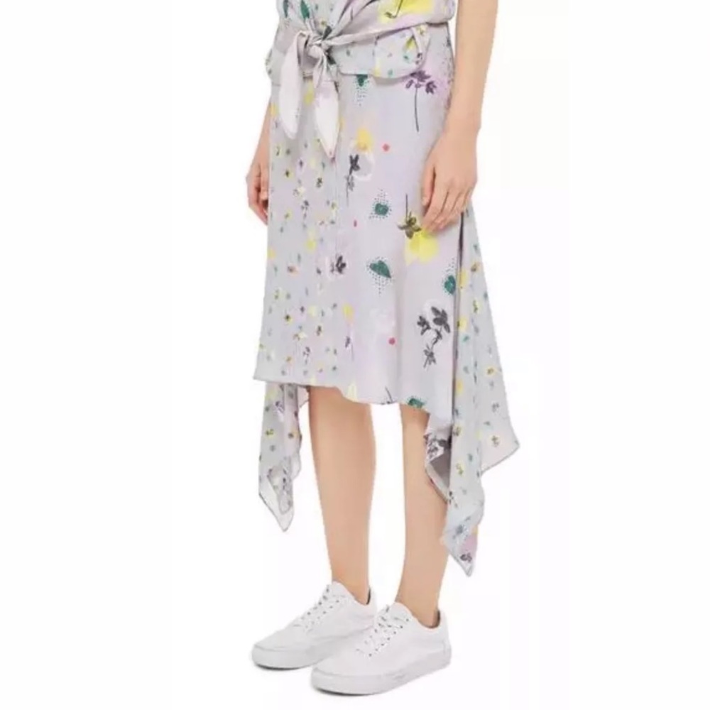 Topshop Boutique Floral Asymetical Hem Skirt